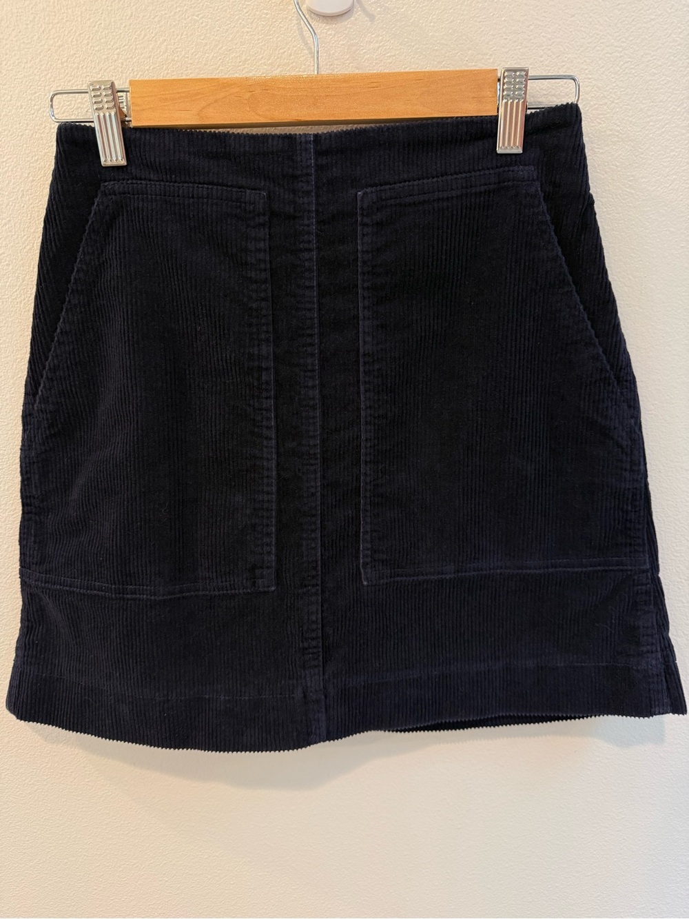 Corduroy A-Line Mini Skirt in Navy